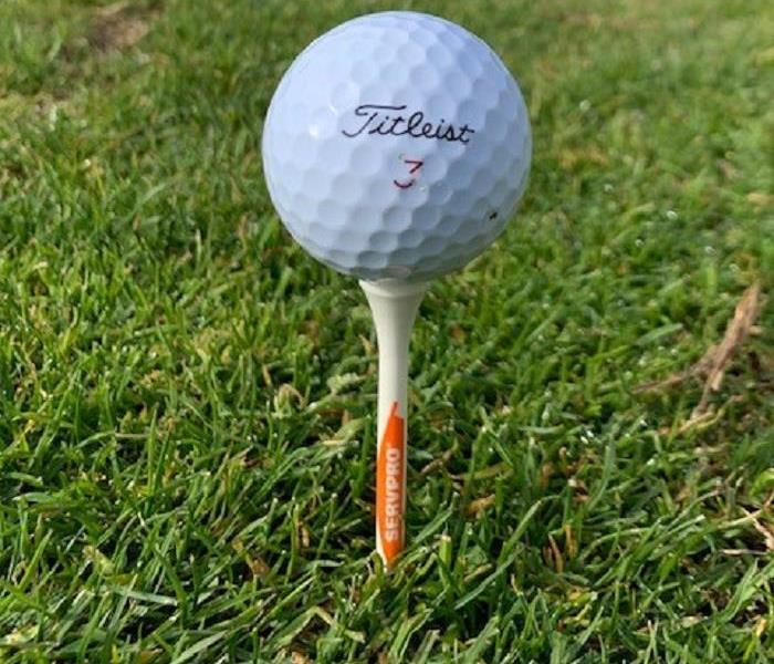 Golf ball on SERVPRO tee